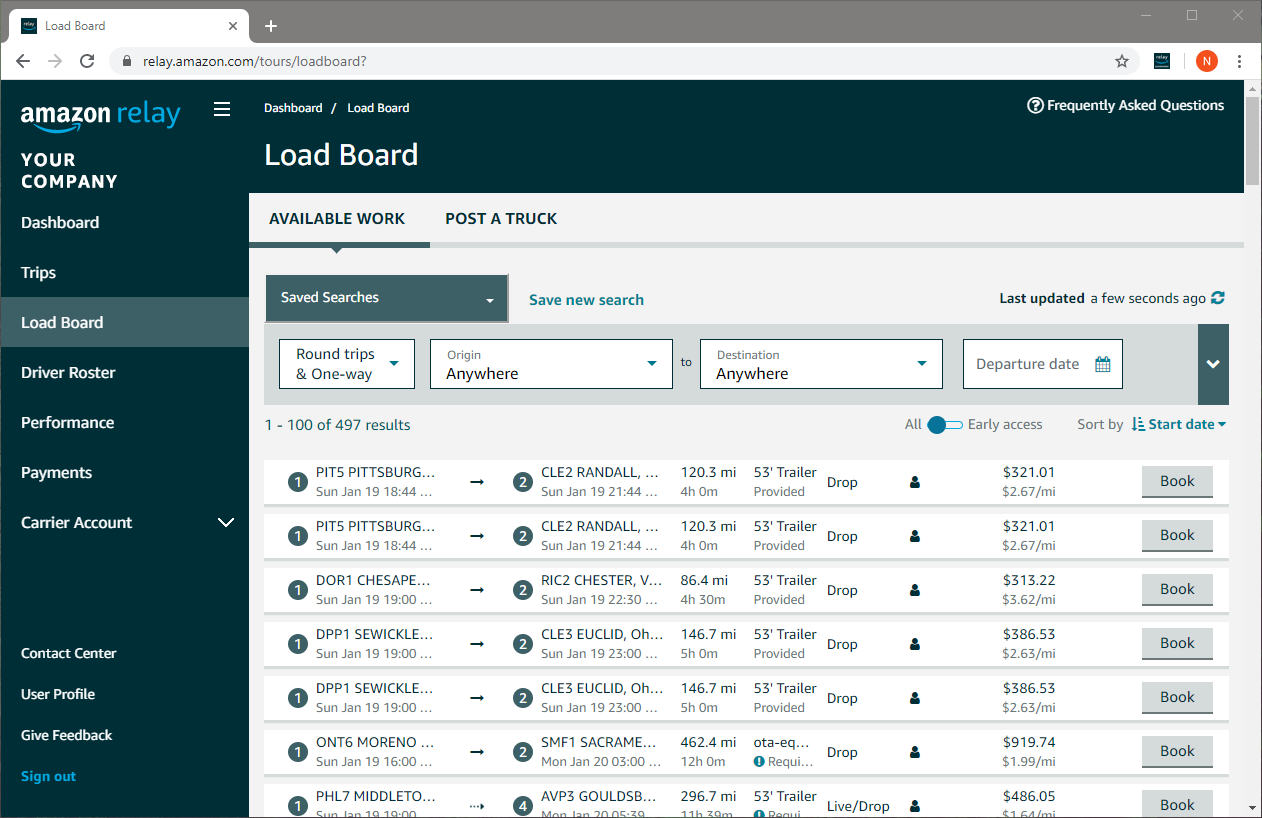 amazon load board login